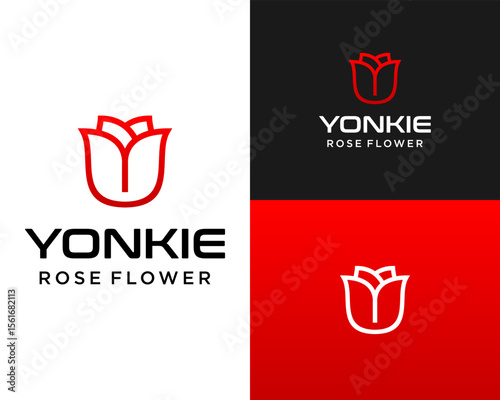 Logo design about rose flower and letter Y.