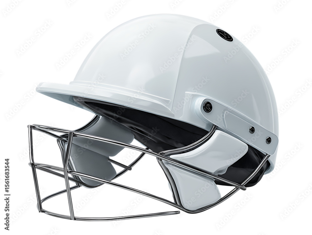 Fototapeta premium Safety cricket helmet gear isolated on white