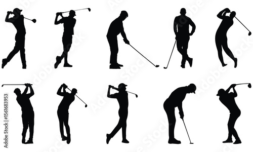 Set of Men's Golfing Silhouette