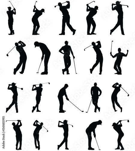 Set of Men's Golfing Silhouette
