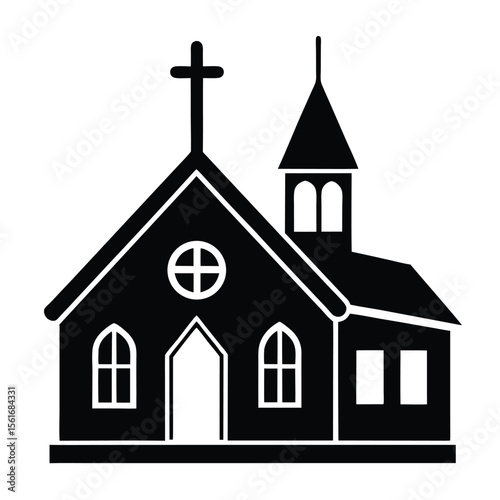 Church with cross simple flat vector design