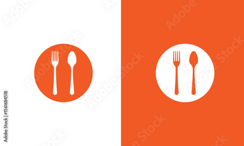 Fork and Spoon Icon in Circle – Simple Minimalist Food Logo