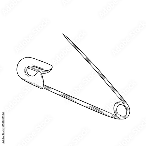 Pin brooch vector sketch line art hand drawn illustration 