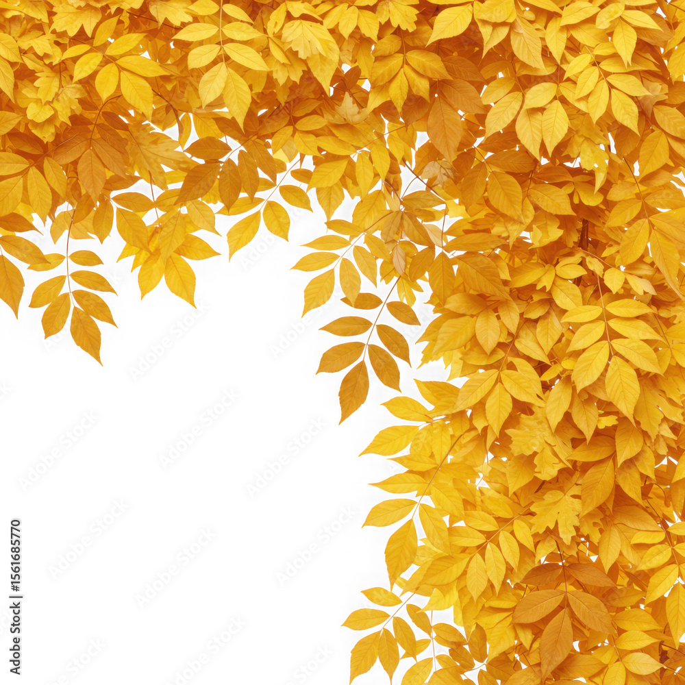 Fototapeta premium Autumn yellow leaves frame isolated on transparent background