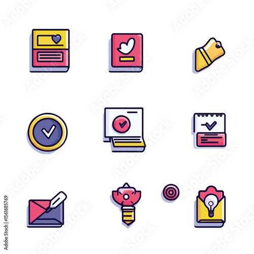  2D Flat icon Digital Marketing Tools & Growth Hacking Icons isolated in White Background