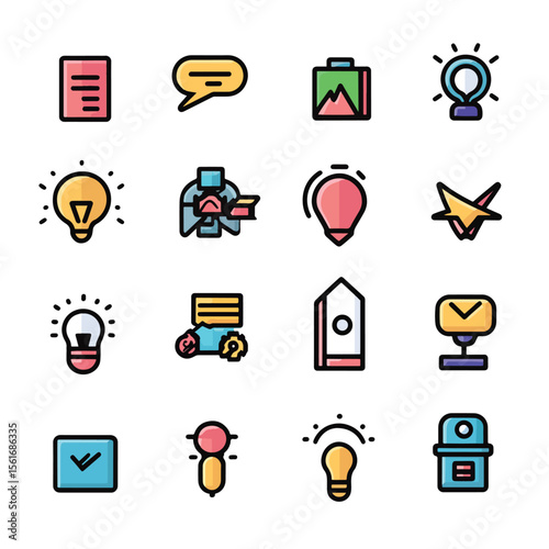  2D Flat icon Digital Marketing Tools & Growth Hacking Icons isolated in White Background