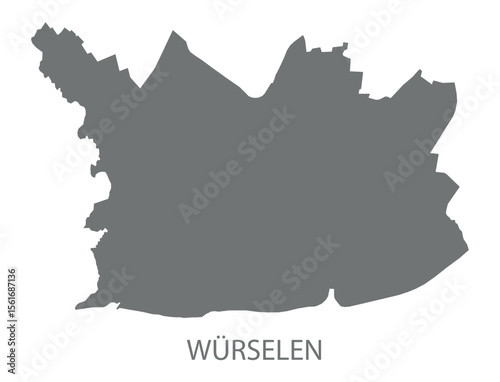 Würselen city map with boroughs grey illustration silhouette shape