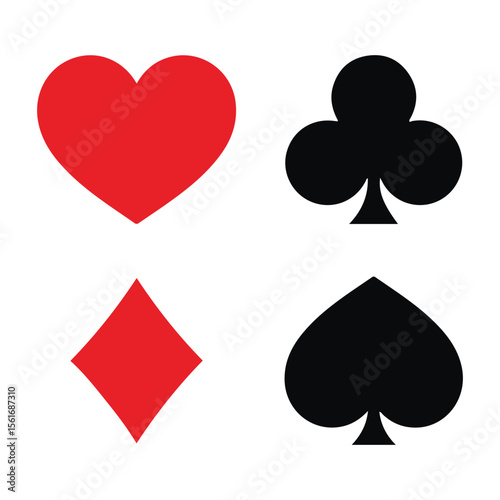 suit deck of playing cards. hearts diamonds clubs spades symbol. transparent png and vector illustration. Vector illustration eps file.