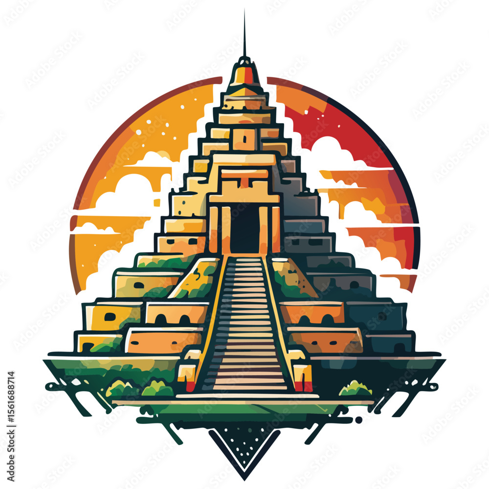 generar un logotipo a una sola tinta del mictlan, El inframundo azteca, geometrico, sencillo