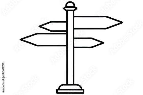 A 3D-rendered blank road sign with an arrow offers a symbolic guide for business choices on an empty street post against the sky
