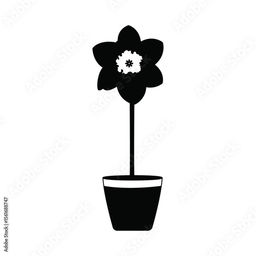 Daffodil Flower Solid Fill Illustration