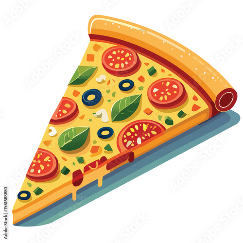 Make an icon of rectangle pizza slice in perspective