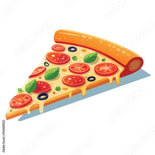 Make an icon of rectangle pizza slice in perspective