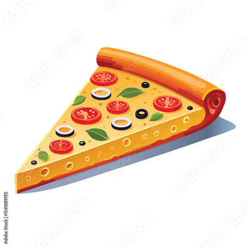 Make an icon of rectangle pizza slice in perspective
