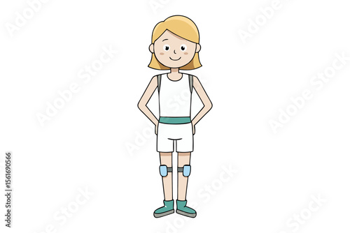 Blonde Athlete Ready for Action: An vector illustration of a young blonde woman in athletic gear, embodying readiness and enthusiasm for any physical activity or sport.