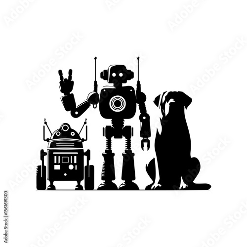 simple silhouette of Friendly robot pets 