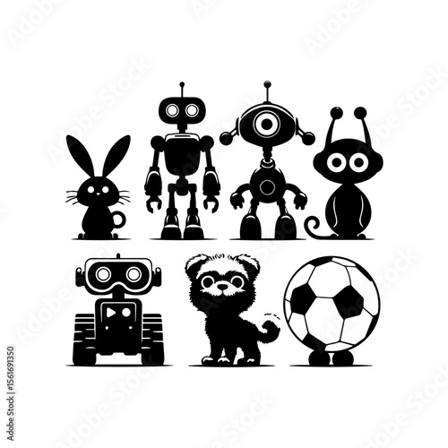 simple silhouette of Friendly robot pets 