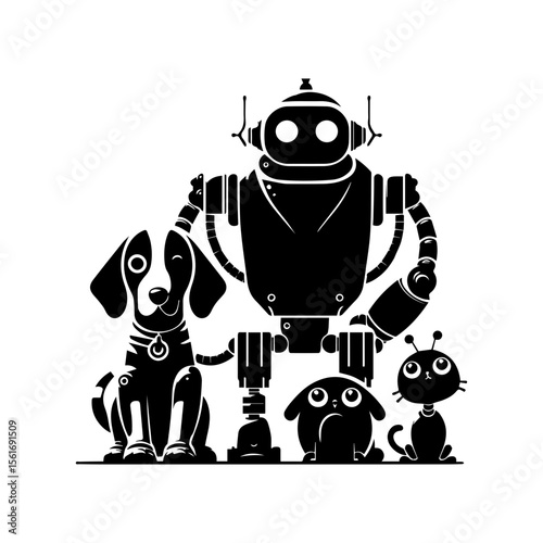 simple silhouette of Friendly robot pets 