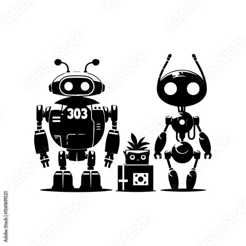 simple silhouette of Friendly robot pets 