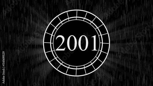 Animated 2001 Countdown Clock Abstract Background Black and White Design Digital Art Futuristic