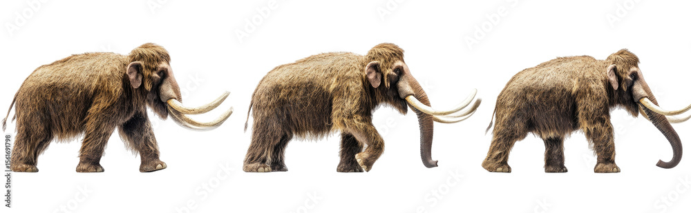Fototapeta premium Three Woolly Mammoths in Profile (1)