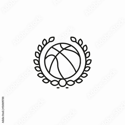 basketball laurel wreath icon sign vector