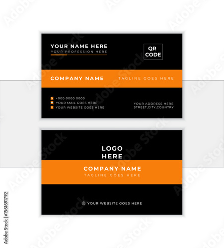 horizontal Modern Professional Business Card Template with logo and Qr code. Luxury and elegant business card. stylish business card vector design. stationary design. visiting card. print template.
