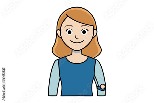 Smiling Woman: A cheerful woman, rendered in a modern graphic style, radiating a welcoming and approachable aura.