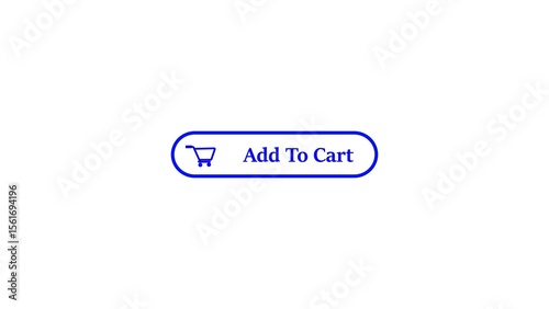 Blue add to cart button design with shopping cart icon on white background representing online purchase and e-commerce.