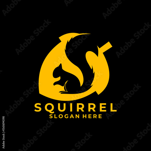 Squirrel animal in Nut vector logo design vector template