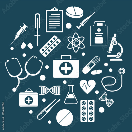 Medical icons healthcare and first aid kit symbols