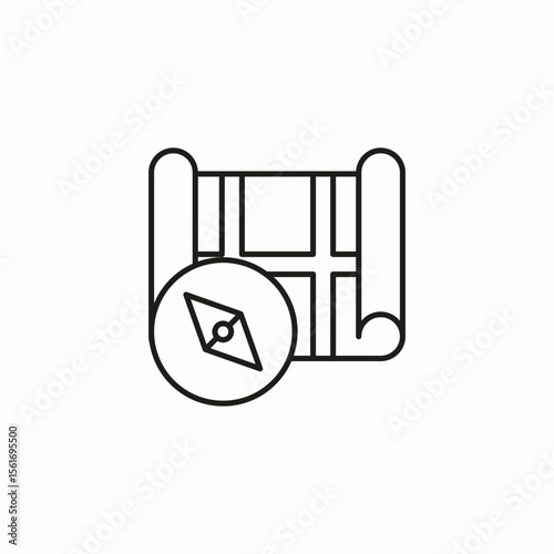 map and compass icon sign vector