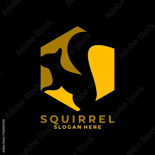 Squirrel animal logo design vector template. Squirrel badge logo