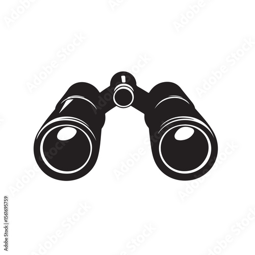 Binoculars Silhouette, Exploration and Outdoor Observation Tool Icon, Flat Binoculars icon symbol vector Illustration, binoculars silhouette vector illustration