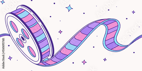 Colorful Film Reel Design A Whimsical Illustration of Movie Magic