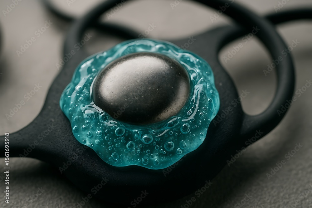 Fototapeta premium Macro of gel-based node used in EEG neuro headband for AI-driven brainwave monitoring