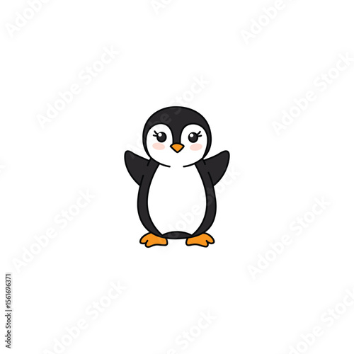 An icon of a cute cartoon penguin with its flippers outstretched, conveying an open, welcoming, or excited gesture.