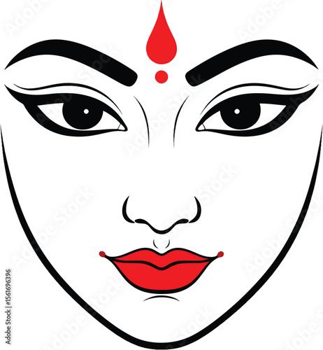 Graceful Indian Woman Face Design in Line Art Style