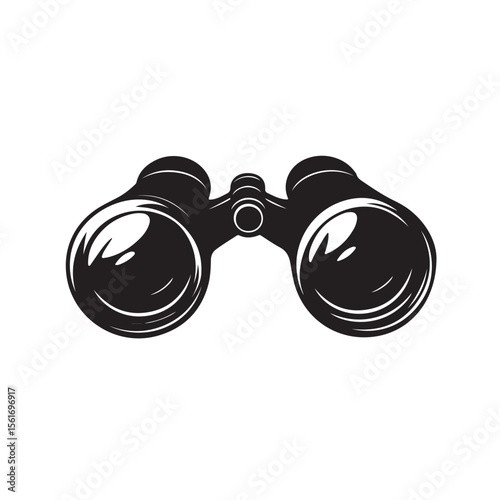 Binoculars Silhouette, Exploration and Outdoor Observation Tool Icon, Flat Binoculars icon symbol vector Illustration, binoculars silhouette vector illustration