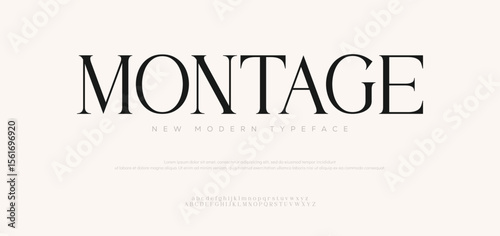 Montage minimal luxury logo font alphabet. Typography elegant modern serif italic fonts decorative wedding vintage retro logos. vector illustration
