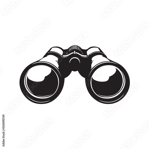 Binoculars Silhouette, Exploration and Outdoor Observation Tool Icon, Flat Binoculars icon symbol vector Illustration, binoculars silhouette vector illustration