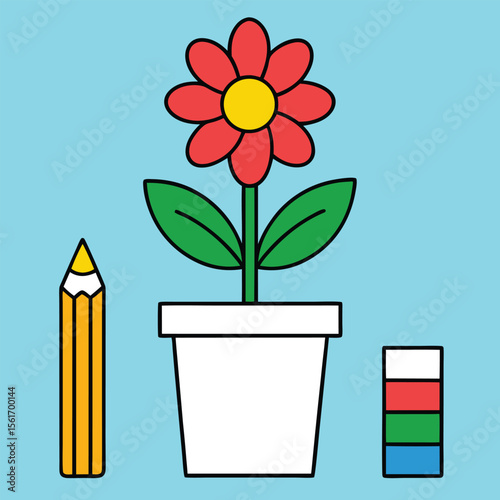 Simple illustration for a coloring book with basic shapes and lines