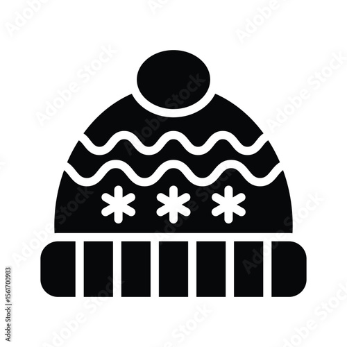 A captivating glyph style icon of winter beanie