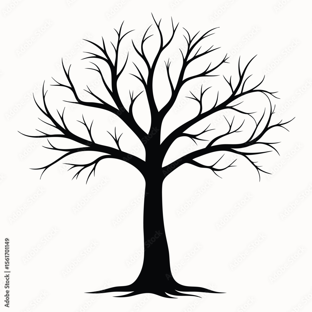Obraz premium Solitary bare deciduous tree illustration in a minimalist style