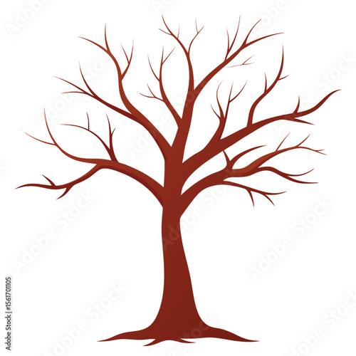 Solitary bare deciduous tree illustration in cmyk and grayscale