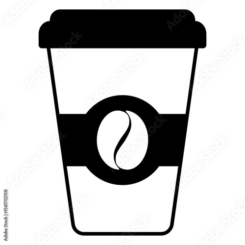 Icono silueta de vaso de café con tapa para llevar