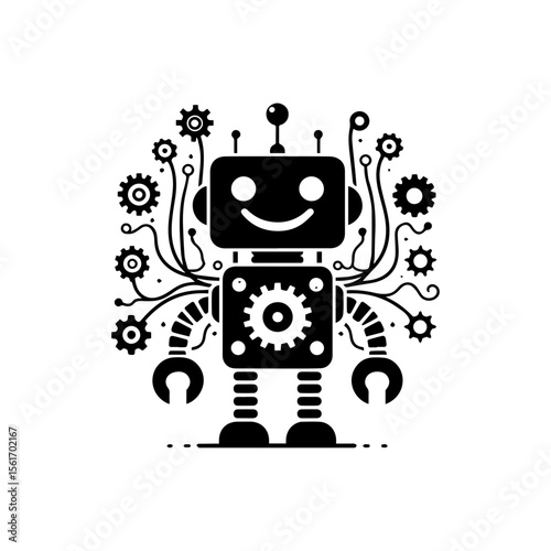 simple silhouette of Wires, gears, and smiles