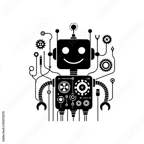 simple silhouette of Wires, gears, and smiles
