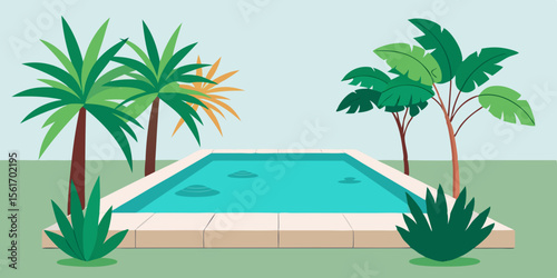 swimming pool with palm trees