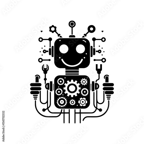 simple silhouette of Wires, gears, and smiles